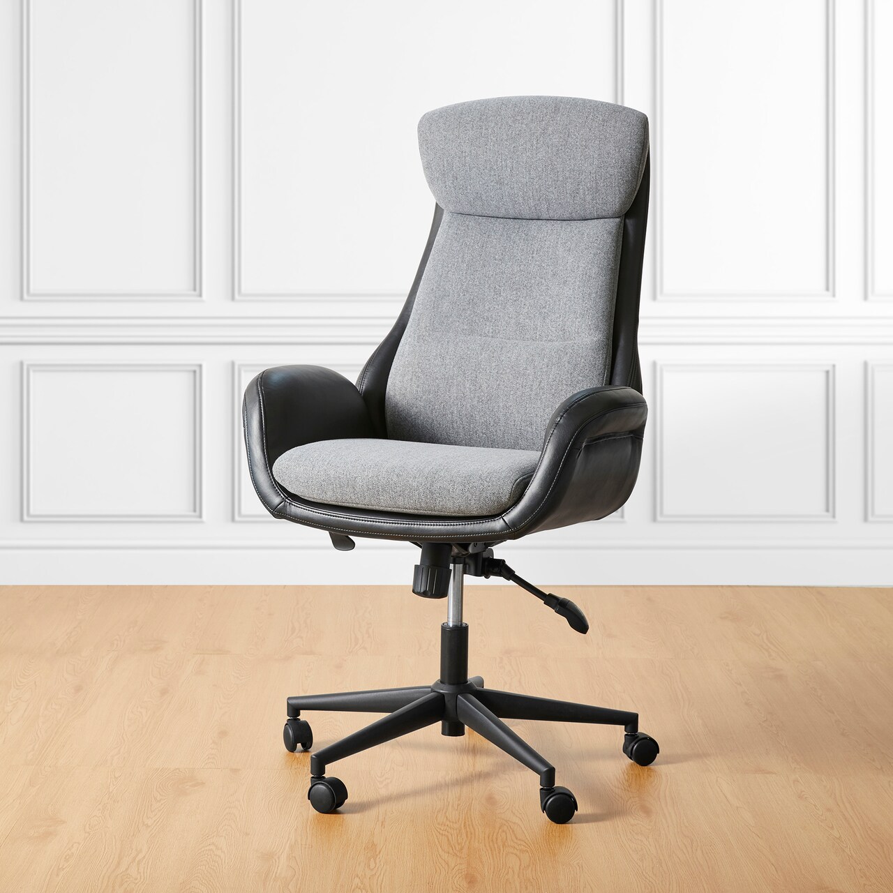 Mid-Century Modern Two-tone color Leatherette Adjustable Swivel High Back Office Chairs